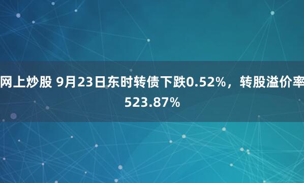 网上炒股 9月23日东时转债下跌0.52%，转股溢价率523.87%